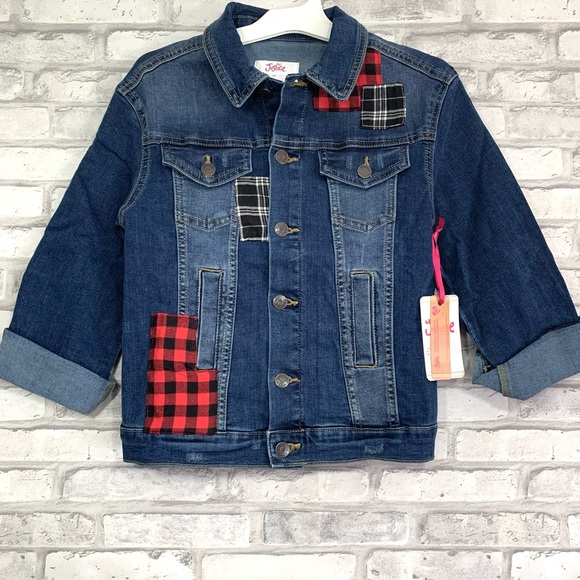 Justice Girl's Medium Wash Long Sleeve Button Up Patchwork Denim Jacket - NWT - Picture 6 of 11